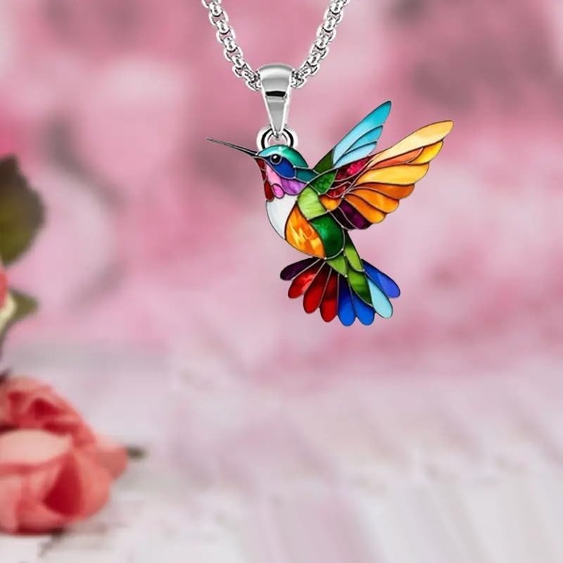 Colorful hummingbird-shaped pendant
